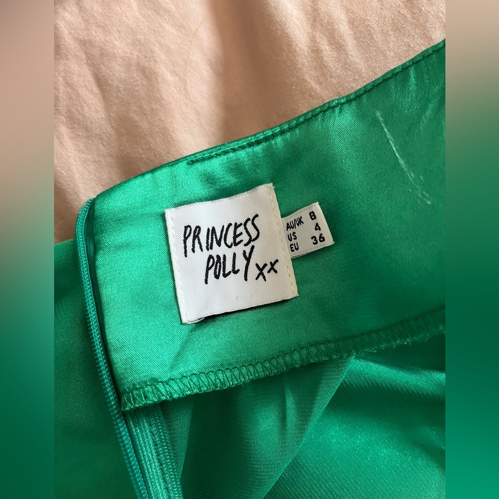 Princess Polly green satin dress